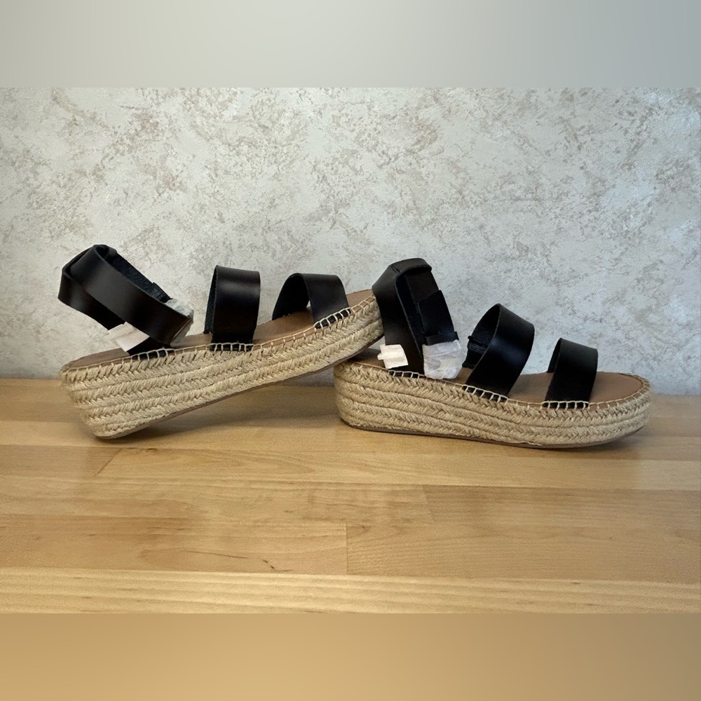 The Drop Black Platform Espadrille Sandals Ankle Strap Size 9 NWT